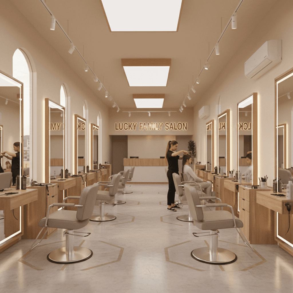 Professional salon workspace and styling station