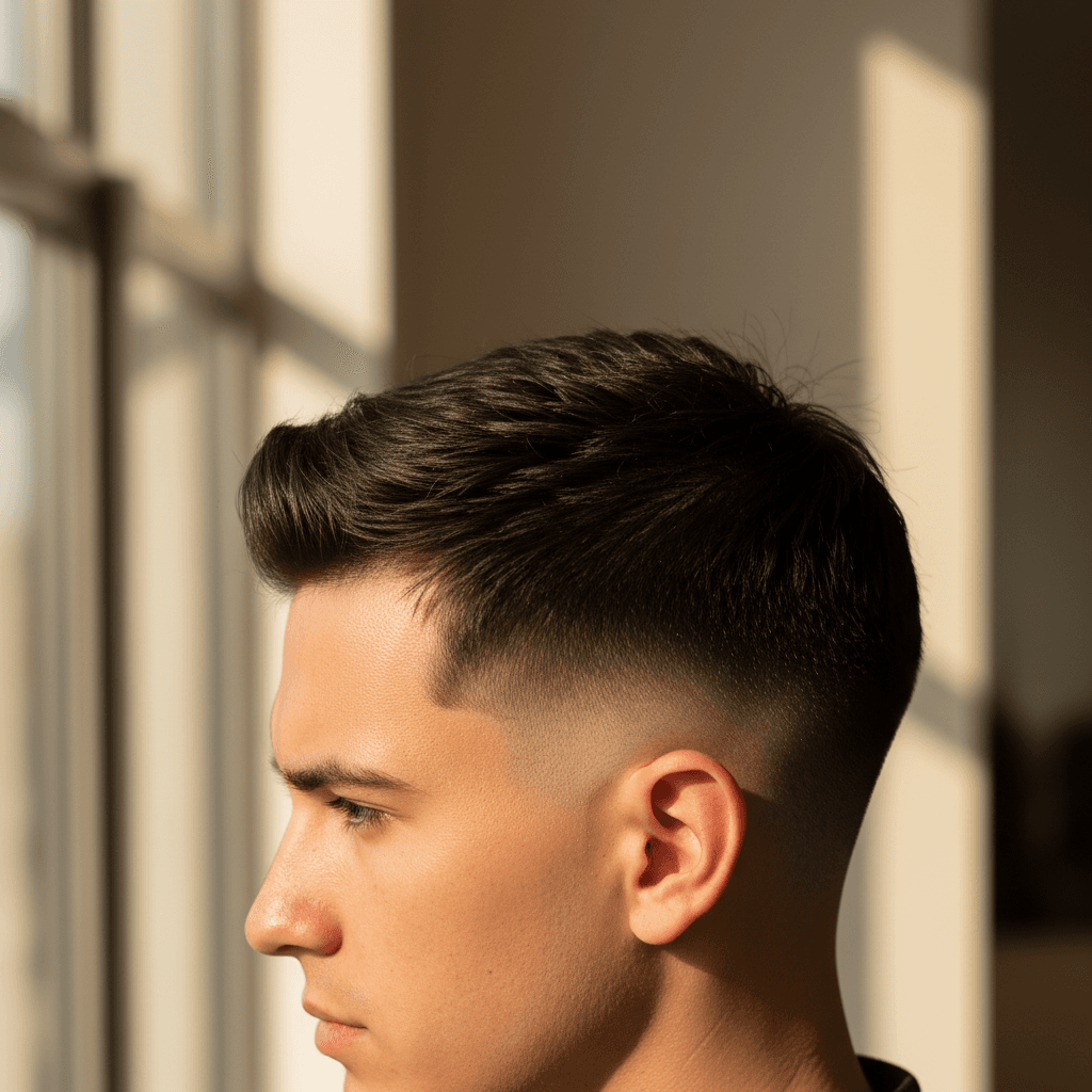 Men's fade haircut profile view