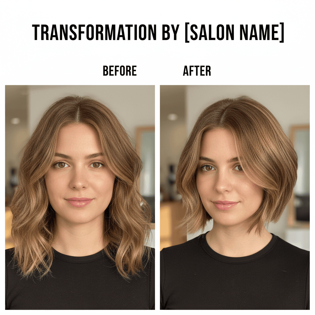 Before and after transformation of modern haircut style